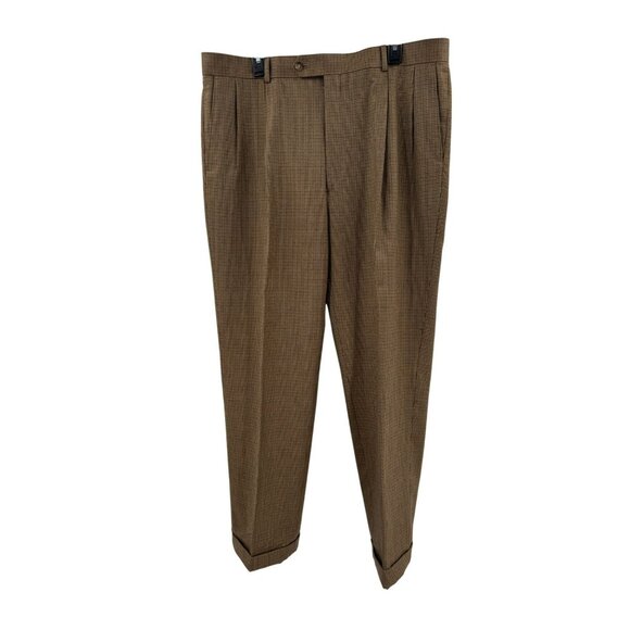 Haspel Mens Brown Pleated Front Wool Dress Pants Size 38 - Picture 1 of 8